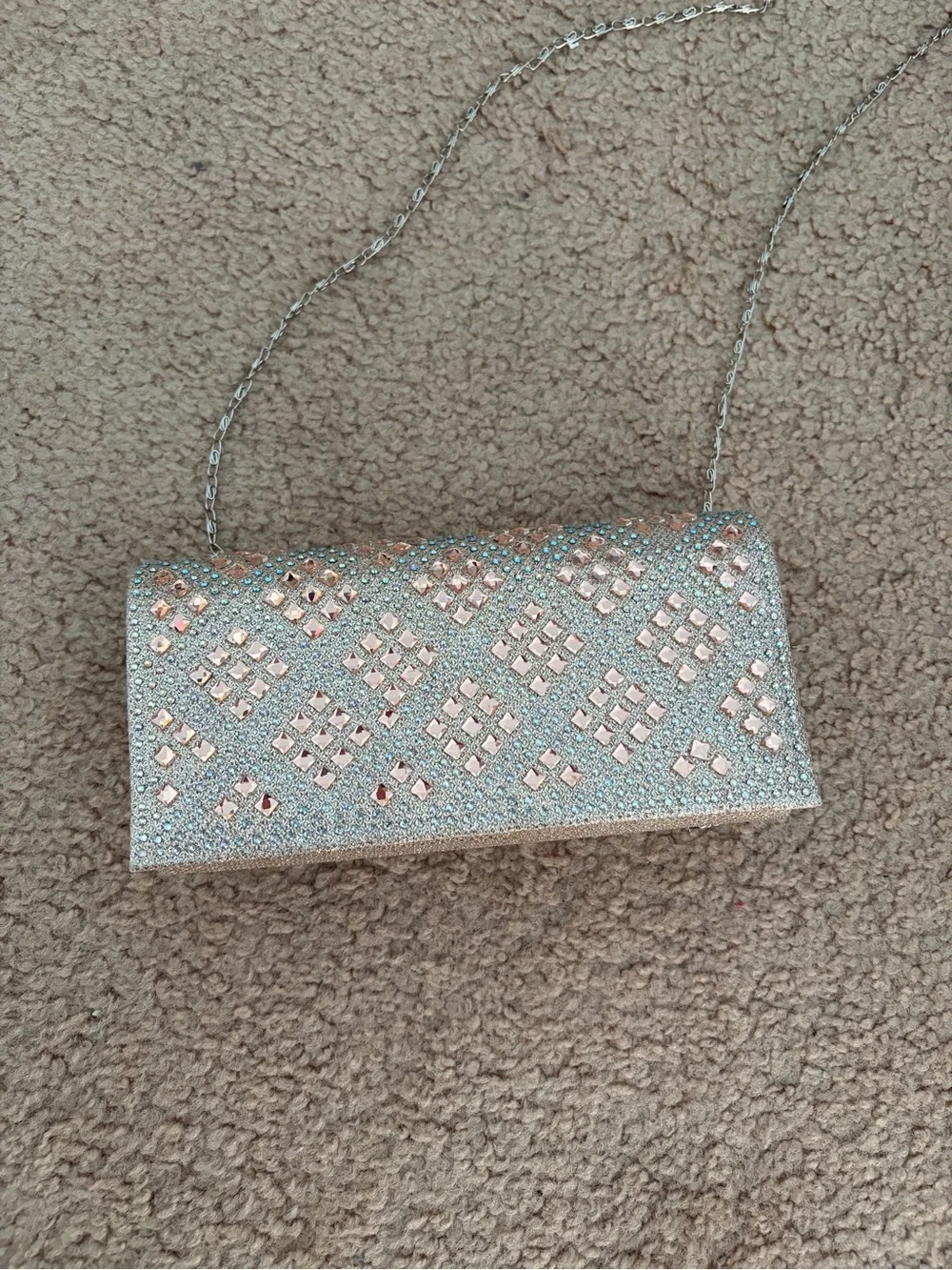 Crystal Embellished Rose Gold Evening Clutch
